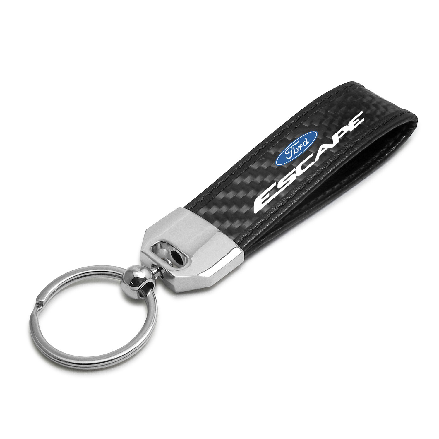 Black Leather & Carbon Fiber Key Chain Black Stitching – Ford Escape