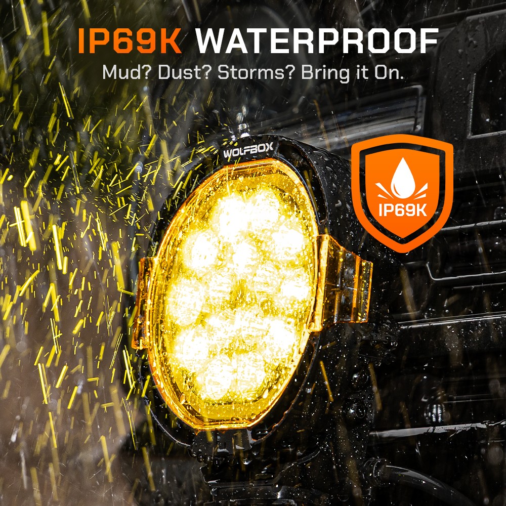 WOLFBOX 7 Inch LED Off-Road Lights with True Power Lumens- for Pickup Trucks SUV