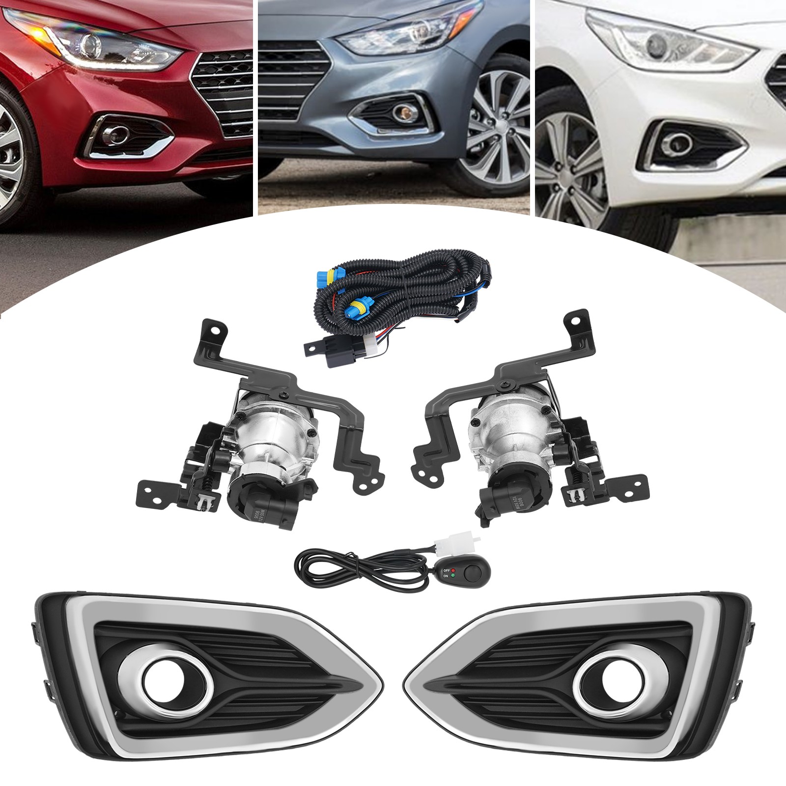 1 Pair Halogen Fog Lights Left & Right Fog Lamp For Hyundai Accent 2018-2021