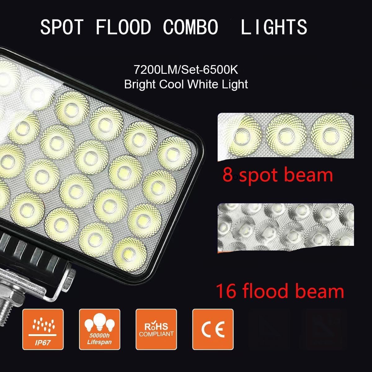 2PACK 12/24volt 72W Led Work Light 9000LM, Lights, White light