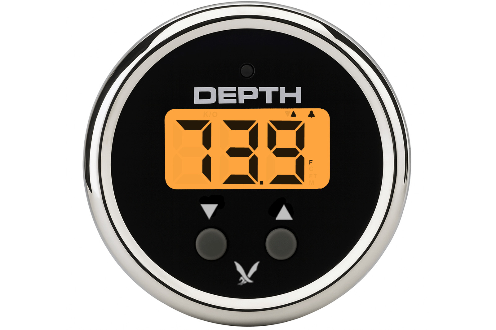 Hawkeye DepthTrax Prism Depth Gauge, Transom Mount Transducer, White Black Silve