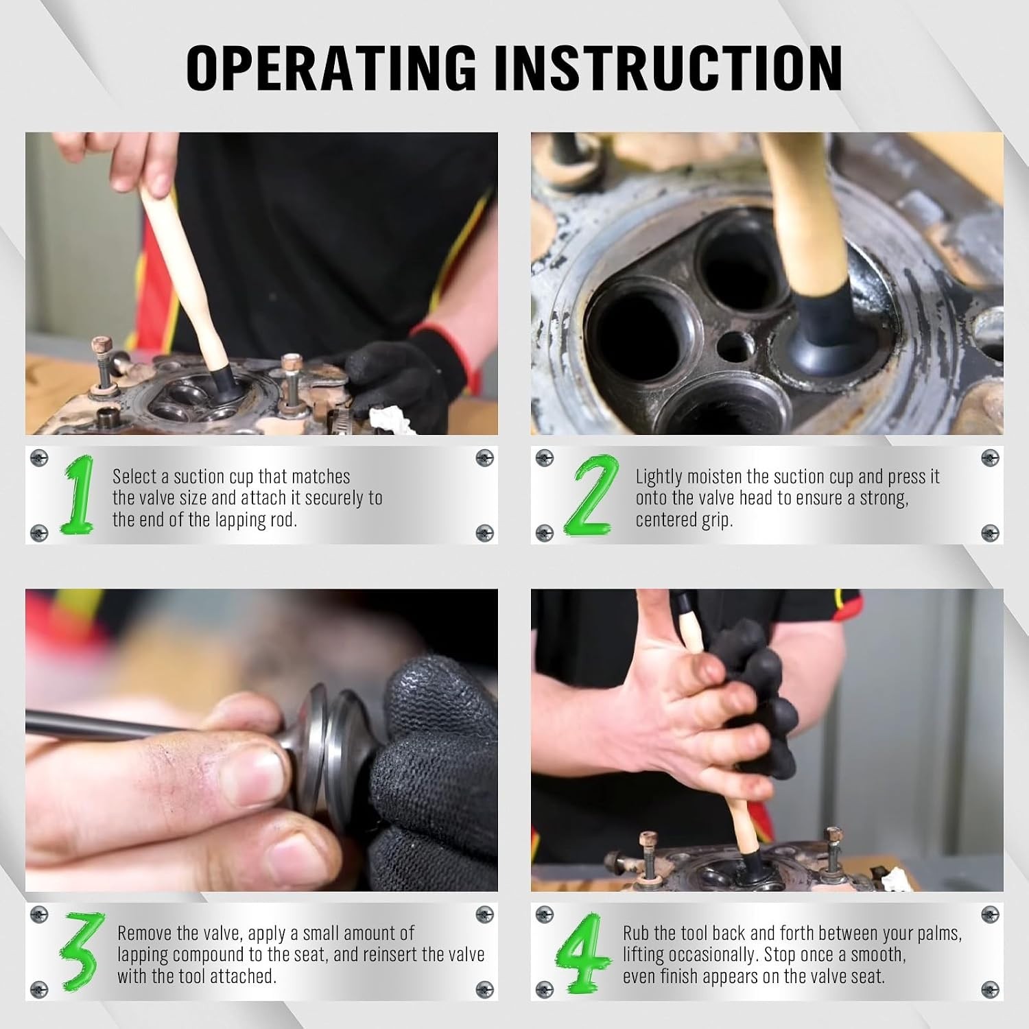 Valve Lapper Set with 4 Suction Plates Engine Valve Grinding Lapping Tool