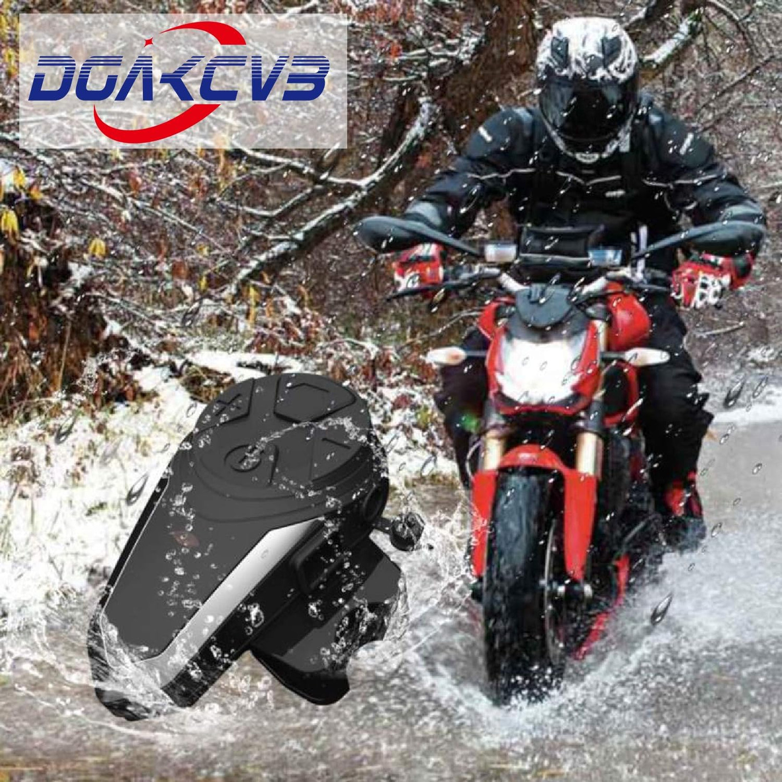 Motorcycle Bluetooth Headset with Noise Reduction Bluetooth 5.0 Helmet Intercom
