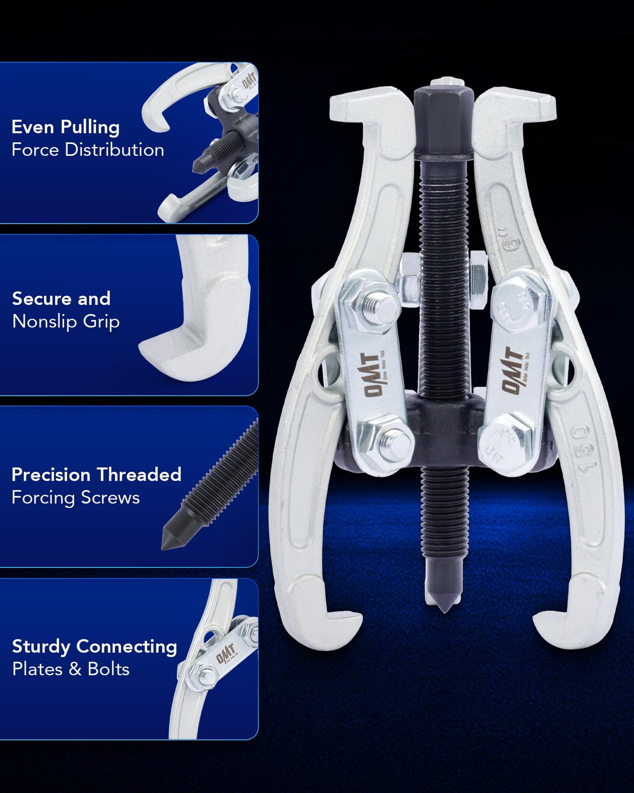 Orion Motor Tech Gear Puller Set, 3″ 4″ 6″ 3 Jaw Kit 6″, silver
