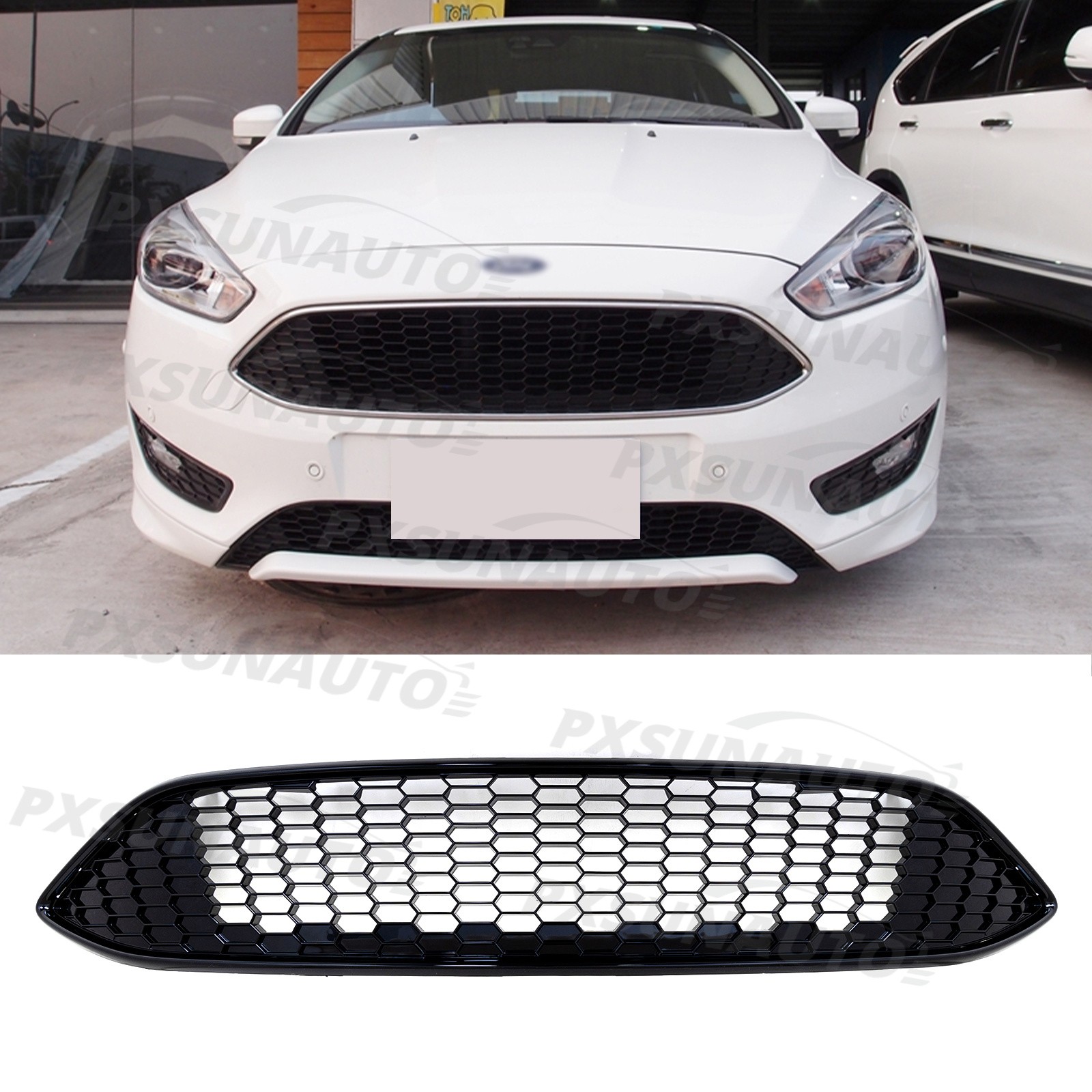 Black Front Bumper Mesh Radiator Grille Honeycomb Grill For Ford Focus 2015-2018