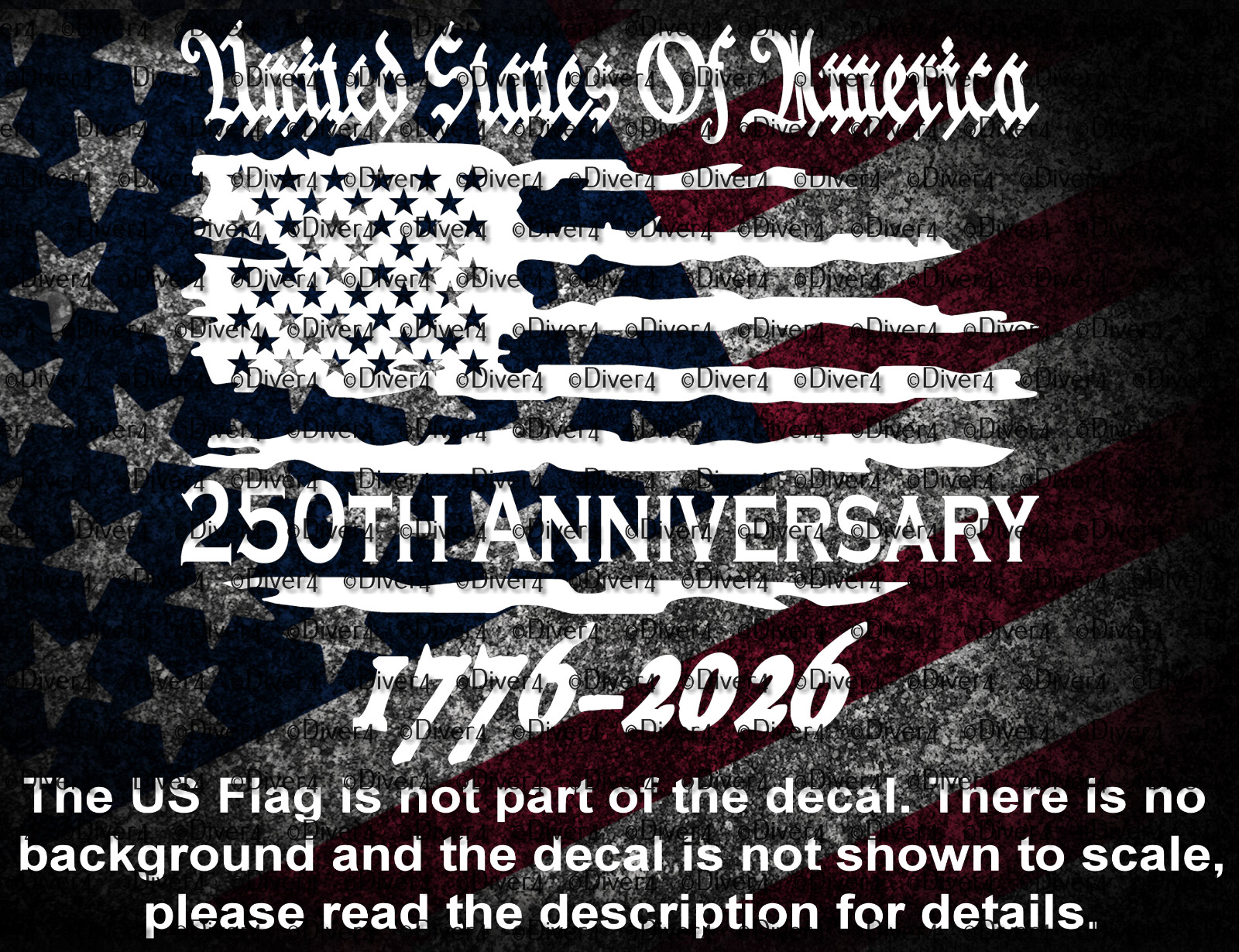 United States of America 250th Anniversary Distressed Flag Decal US Made & Sold