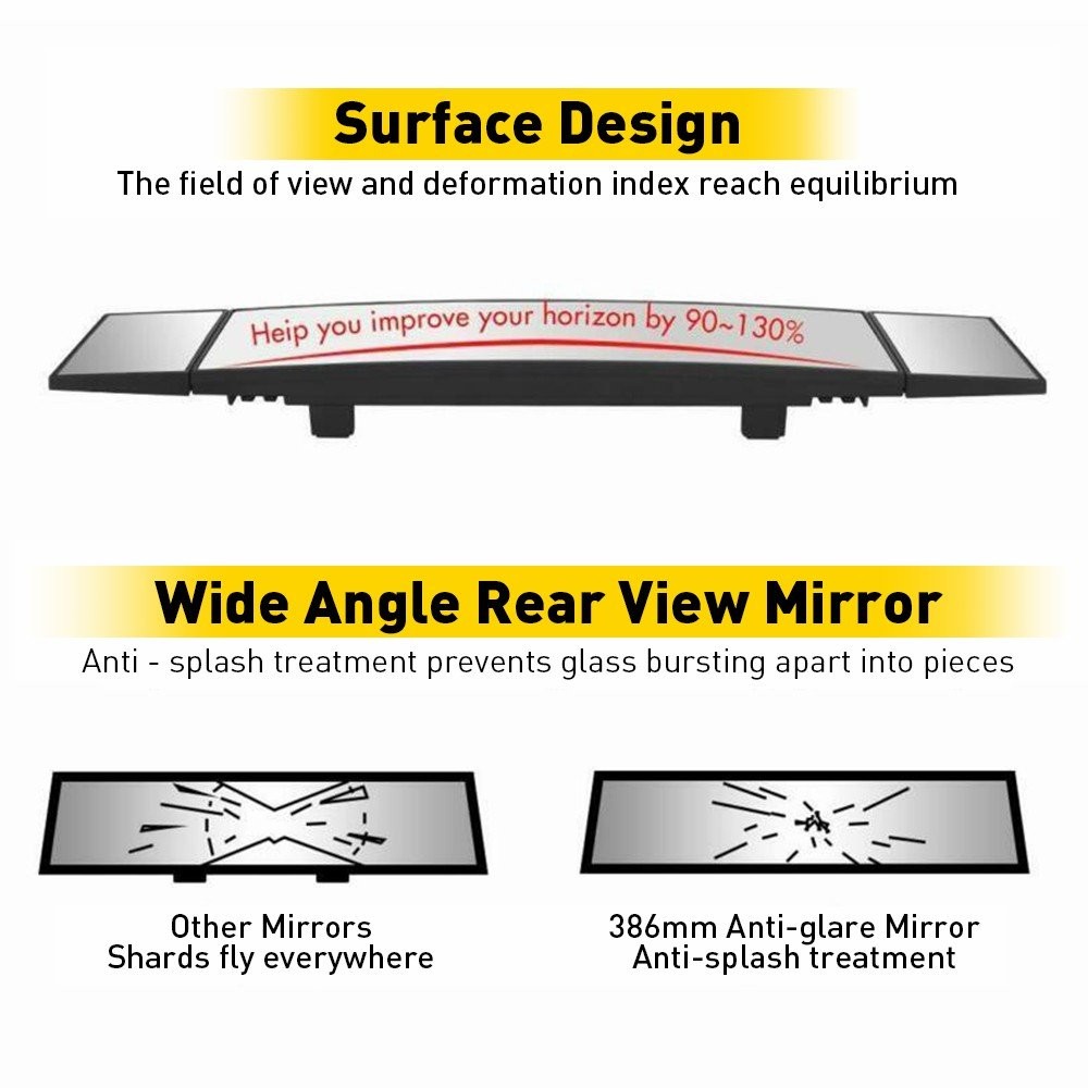 39cm Extendable Car Interior Rear View Mirror Rearview Wide Angle Windshield EAC