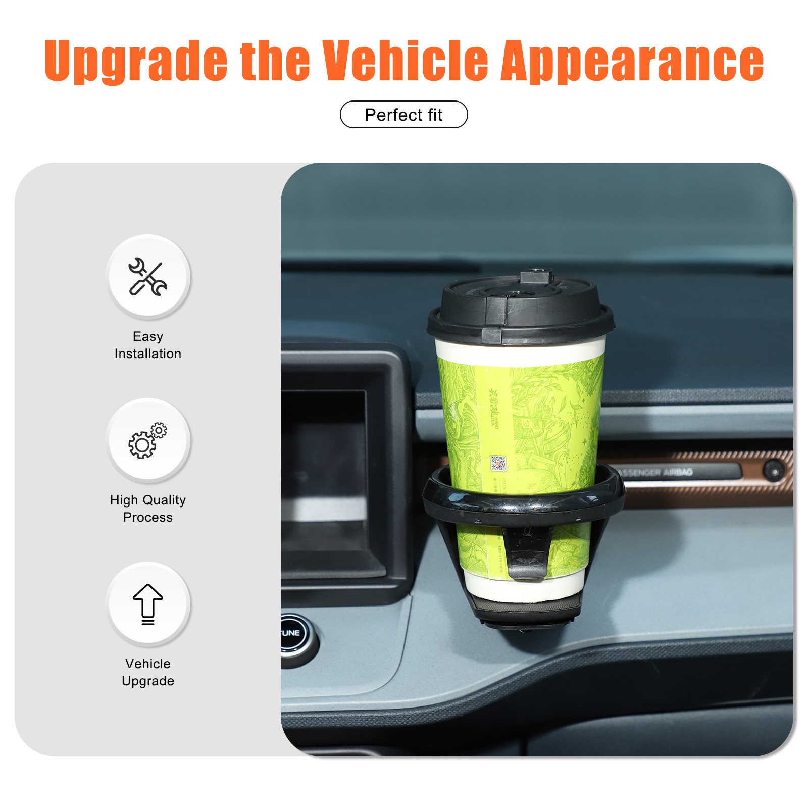 Navigation Screen Right Cup Holder Carbon Steel+ABS Black For Ford Maverick 22+
