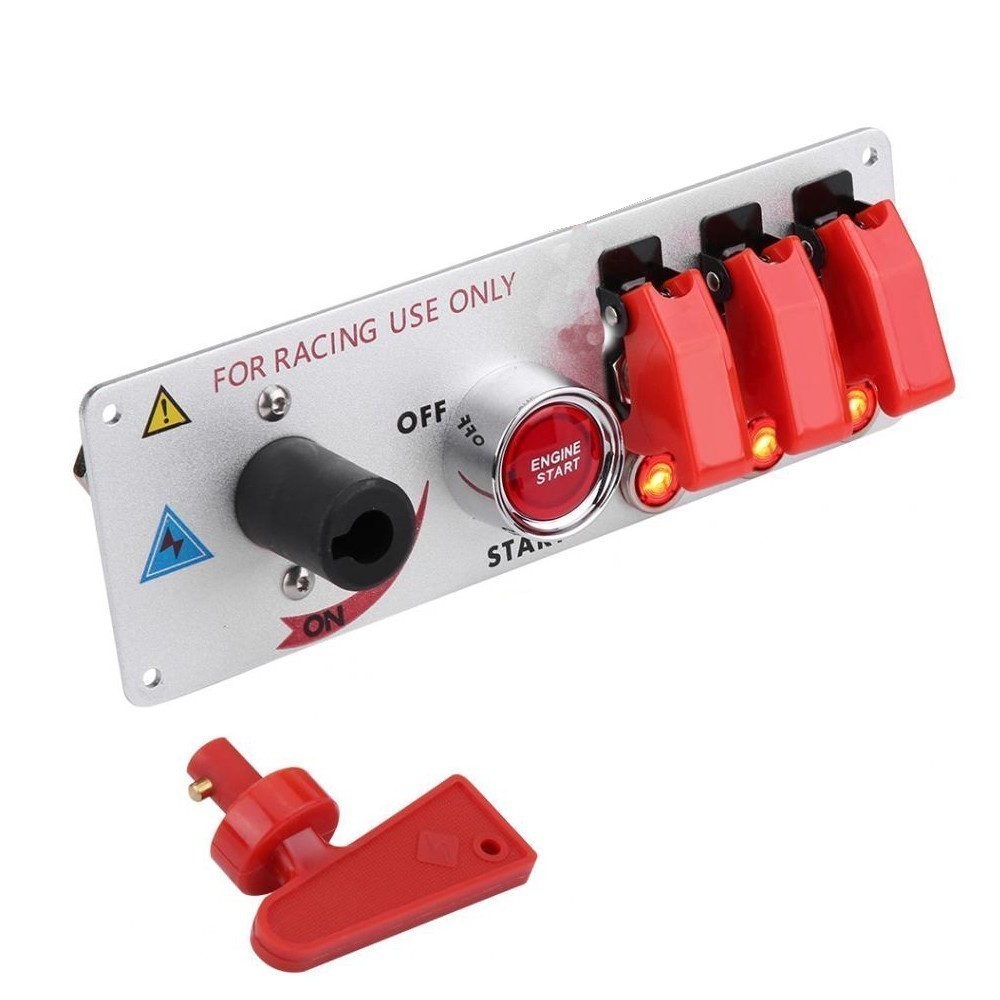 Racing Car Carbon Ignition Button Switch Panel Engine Start Push LED 12V Toggle