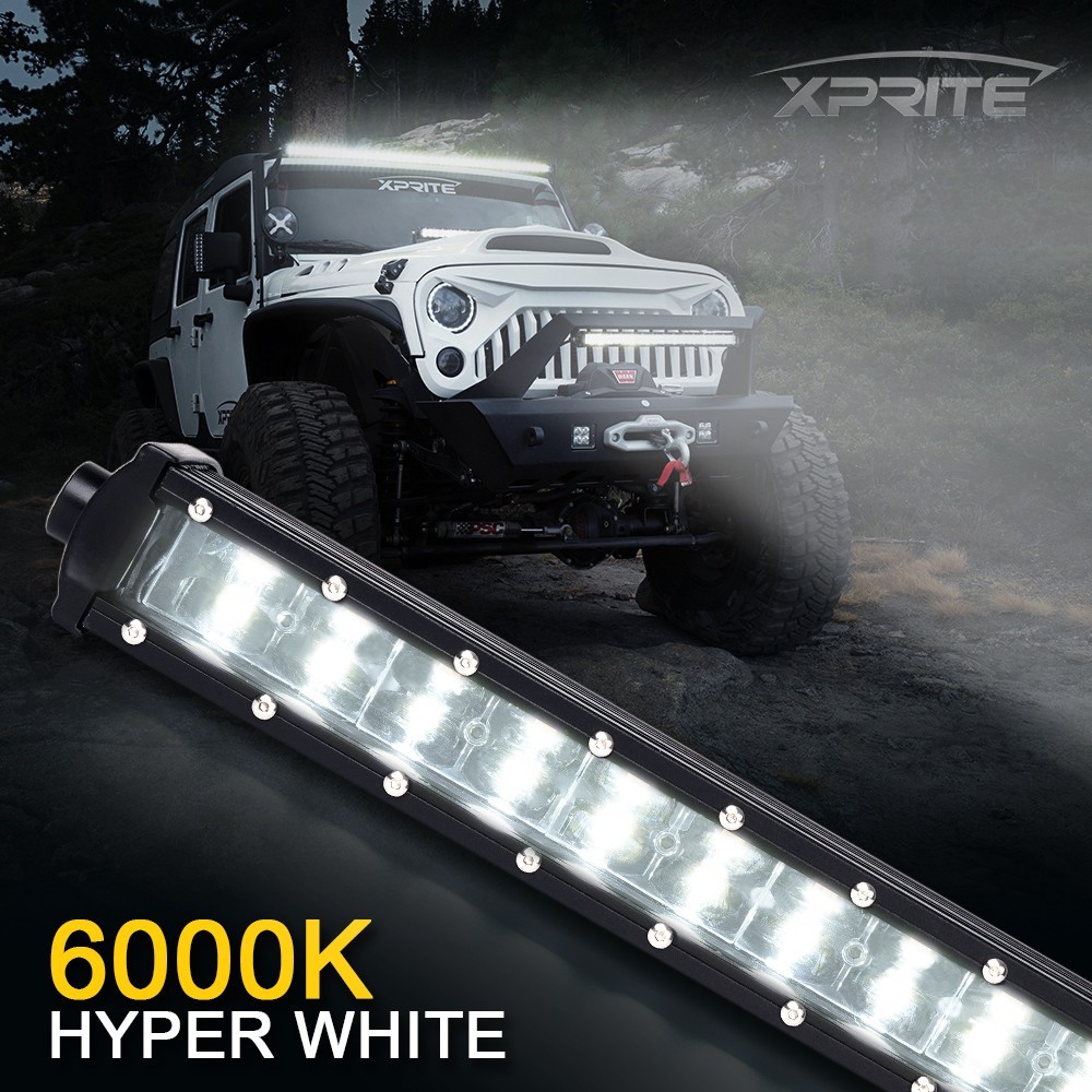 Xprite 72W 14″ Philips LED Work Light Bar Amber Backlight Offroad Driving Lamp
