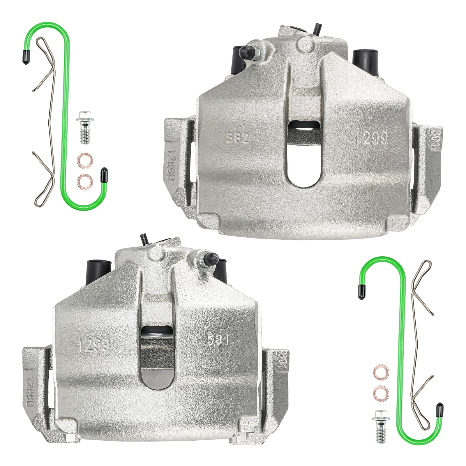 2x Front Left Caliper & Front Right Caliper Set Fits 16-18 VW Jetta 1.4T 19B2975