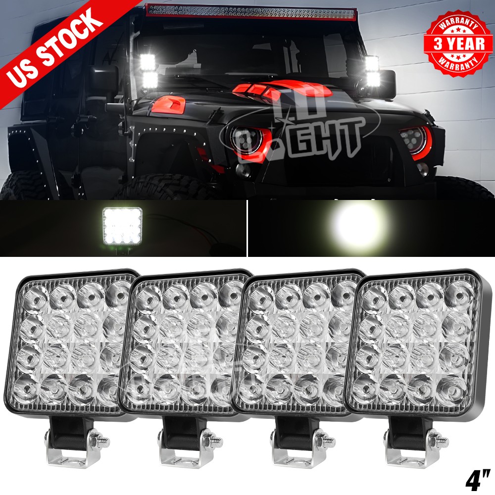 4Pack 4” inch 80W LED Work Light Bar Spot Flood Pods Off Road Truck Fog Lights