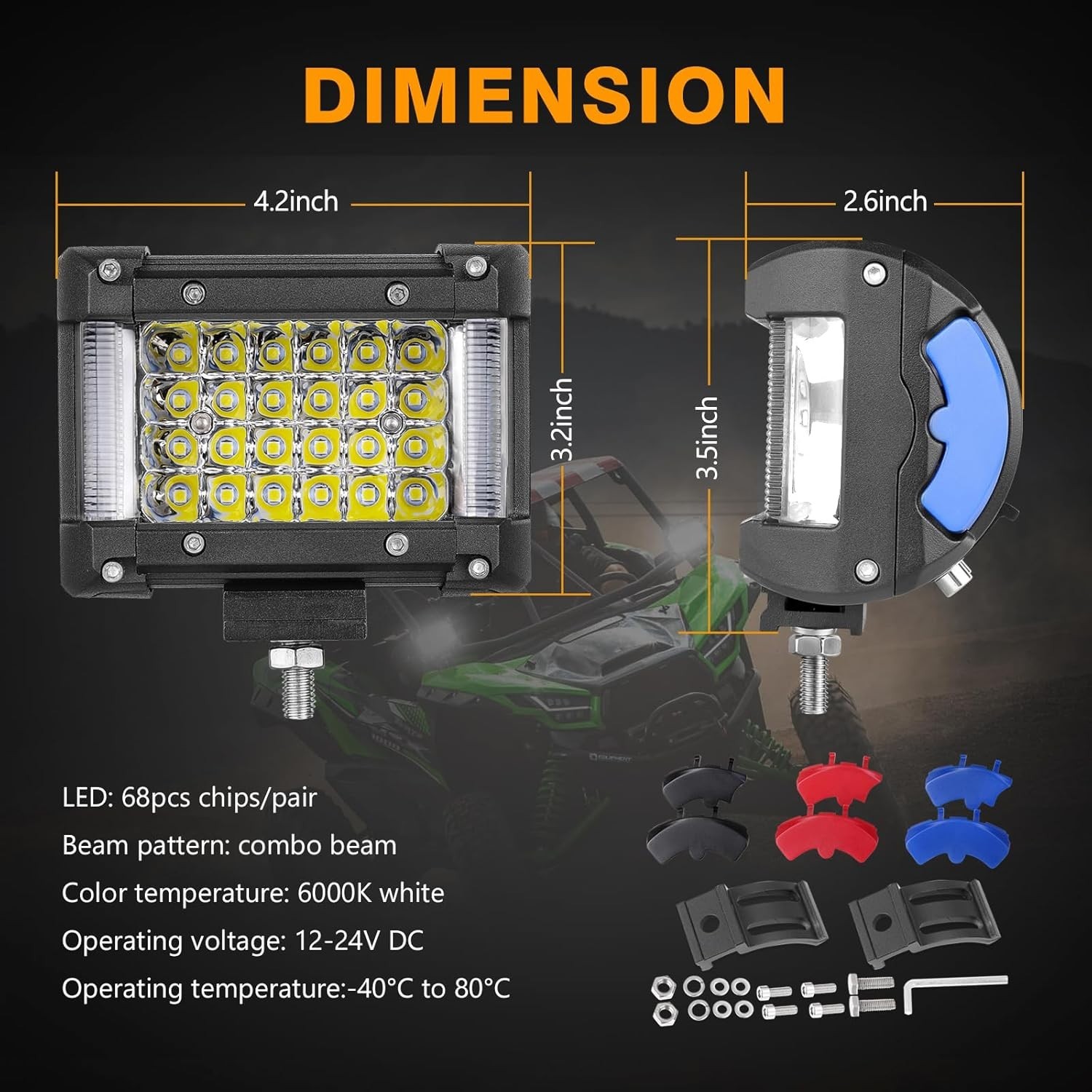 High-Power 4 Inch Side Shooter Pod Lights – 6000K, Waterproof, 50,000 Hours