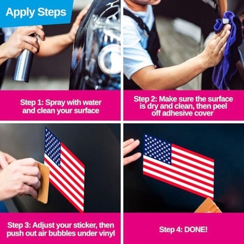 4×7 inch USA & Italy Waving Flags on Poles Sticker (American Italian us Italia)