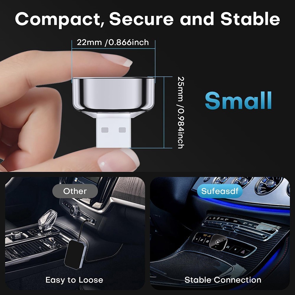 Wireless CarPlay Adapter for Apple iPhone Android Auto for Hyundai Kona 18-2021