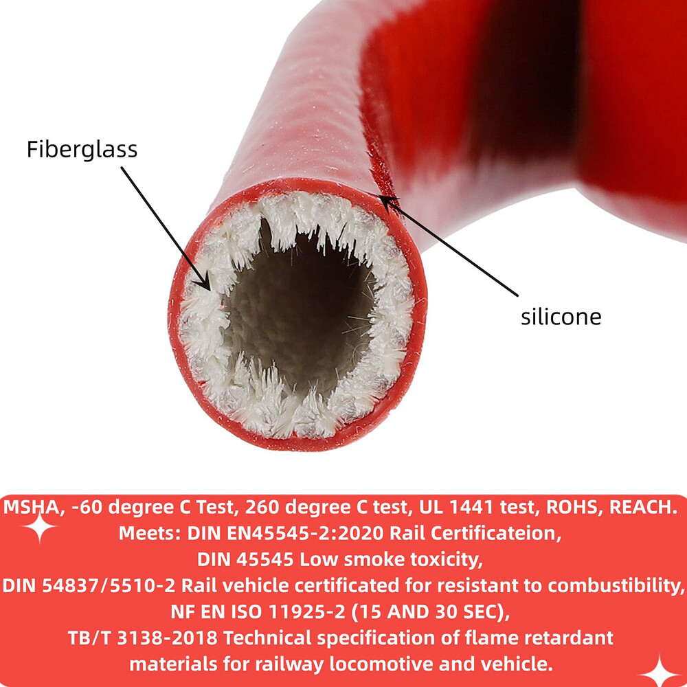 Silicone Insulation Fire Sleeving Protective Heat Shield Sleeve 5/8″1/2″ 3/4″ 1″
