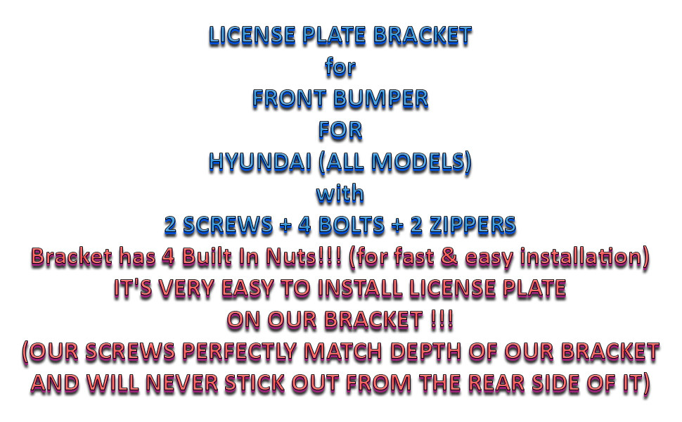 License Plate Tag Holder Mount Relocator Adapter Bumper Kit Bracket for HYUNDAI