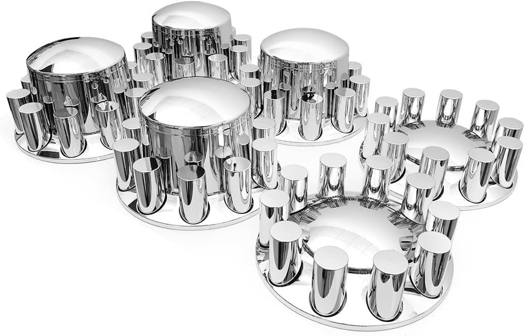 Chrome 33mm Cylinder Hub Cover Front & Rear for Semi Truck Wheel Kit Axle Cover