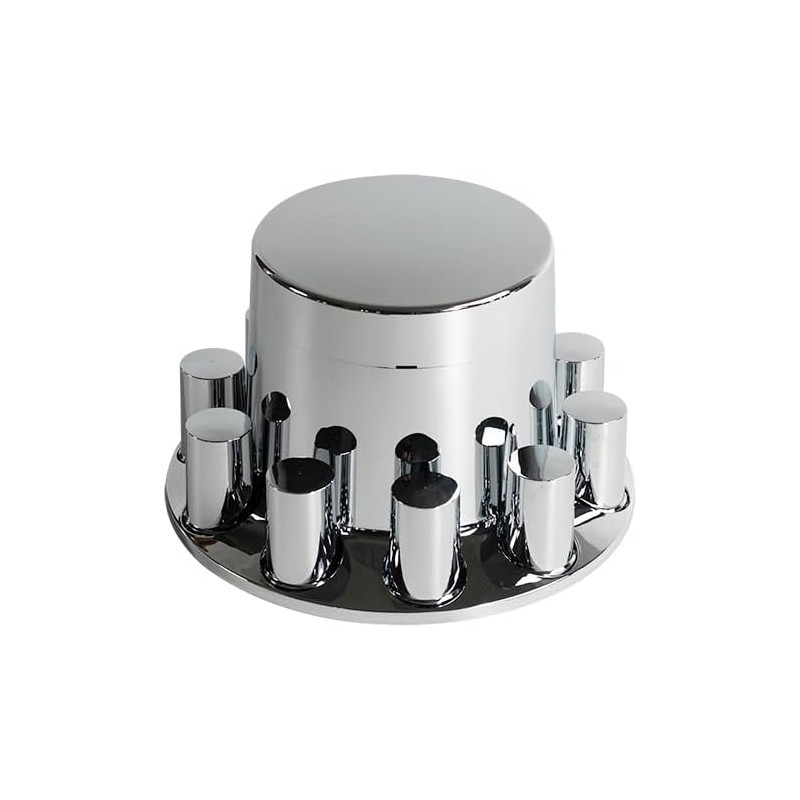 4 Rear Flat Top Axle Covers 33mm Thread On Chrome Lug Nut Covers for Semi Truck