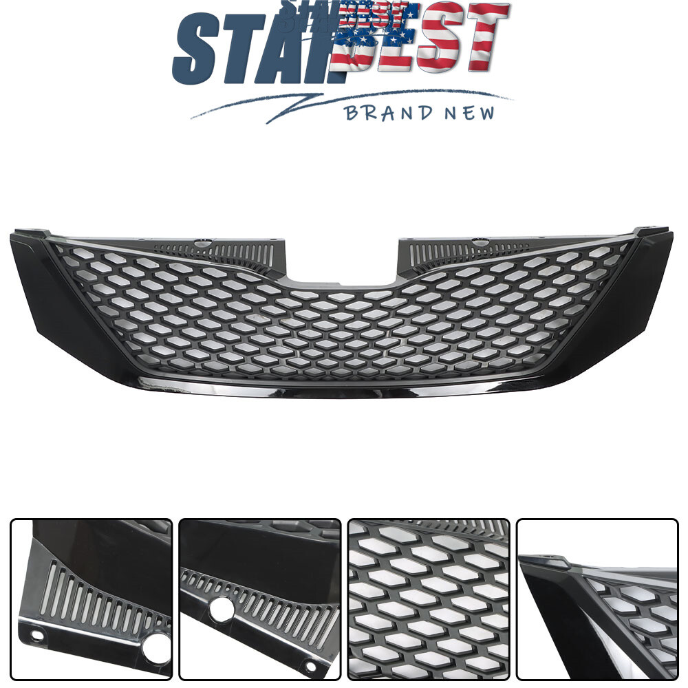 Gloss Black Front Upper Grille Grill Honeycomb Fit For 2011-2017 Toyota Sienna