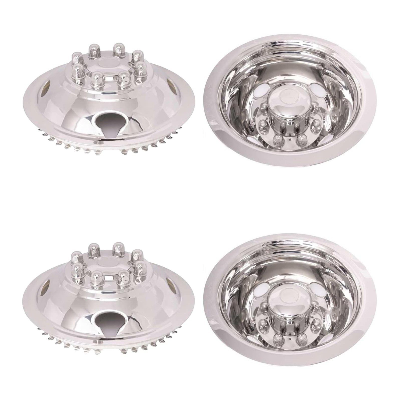 16″ 8 Lugs Wheel Simulator Stainless Steel Set For 2008-2021 Ford E350/E450 Van