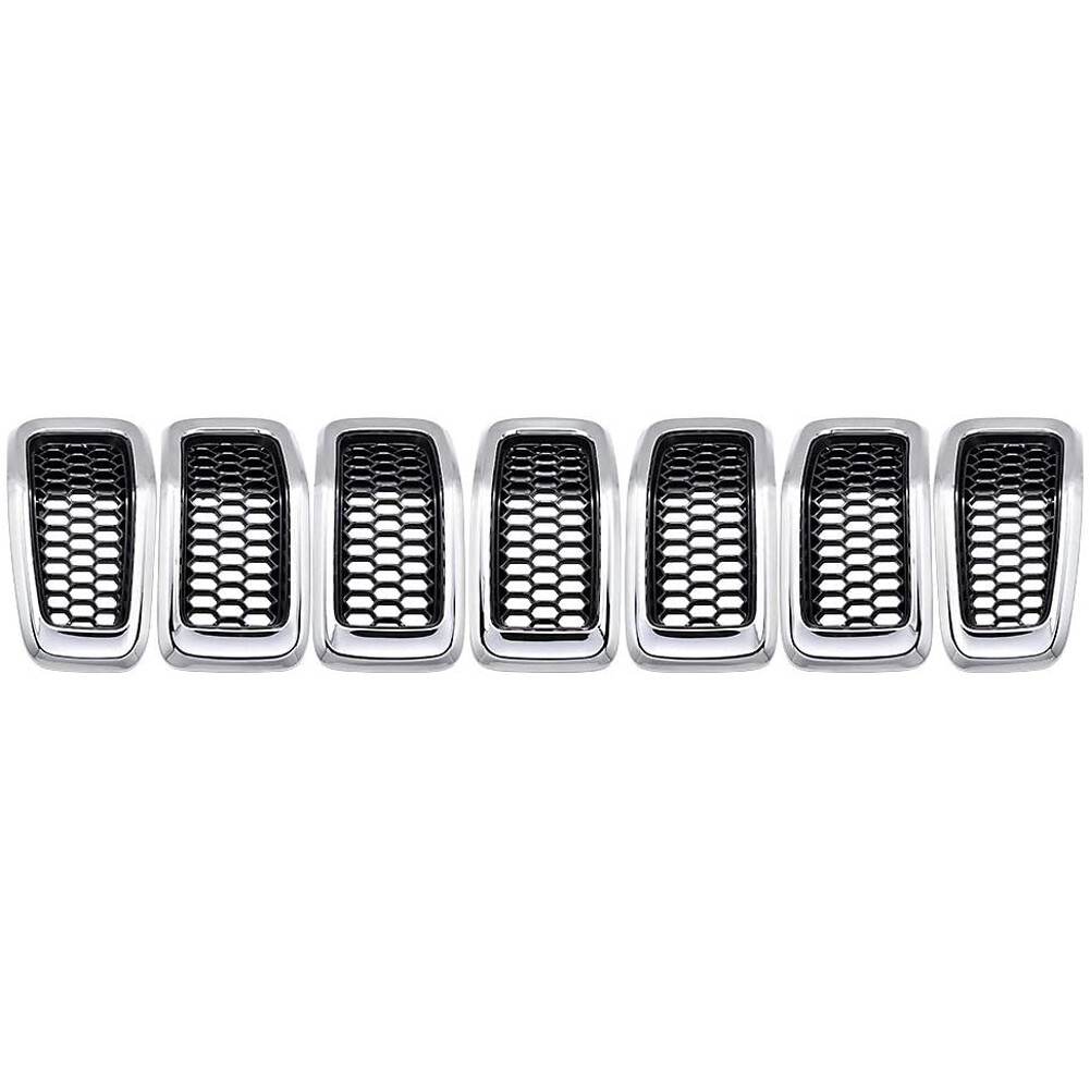 For 2014-2018 Jeep Cherokee Front Grill Inserts Honeycomb Mesh Cover Chrome 7pcs