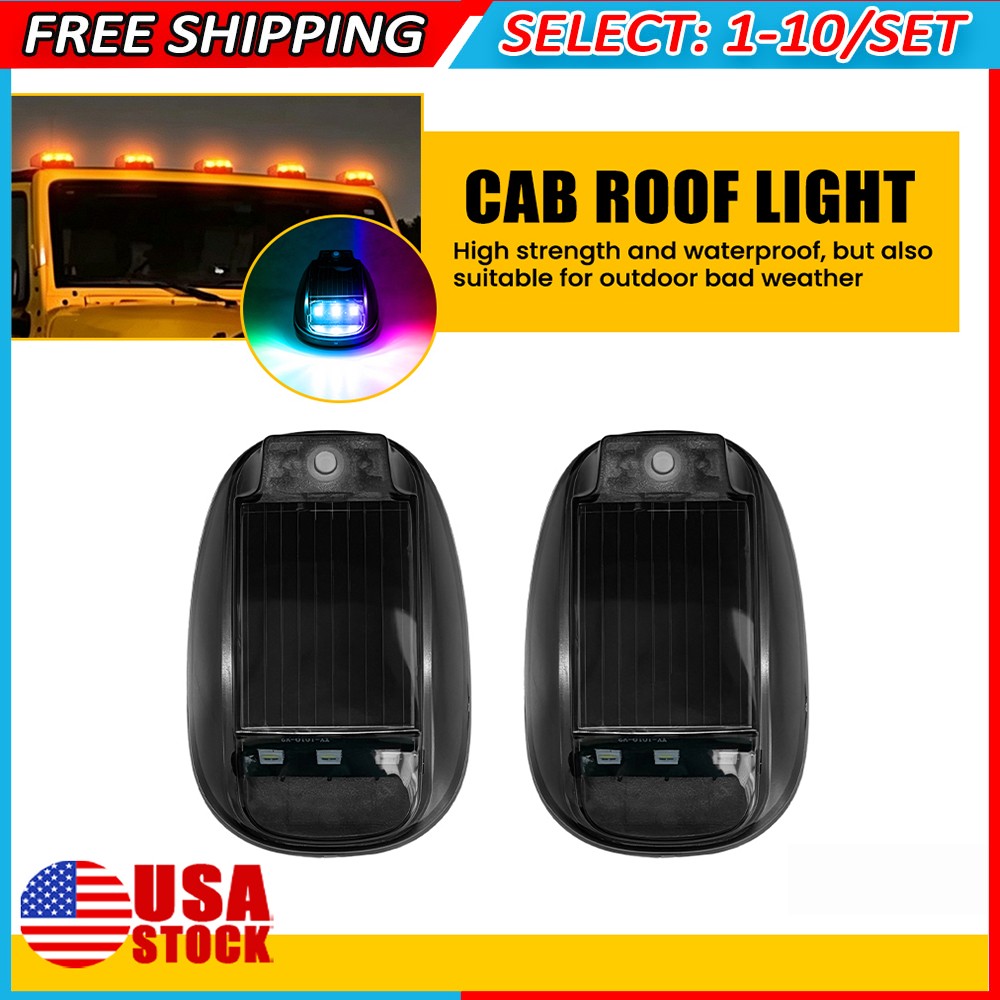 2-20x RGB Solar Strobe Light Wireless LED Car Roof Marker Lamp USB Rechargeable