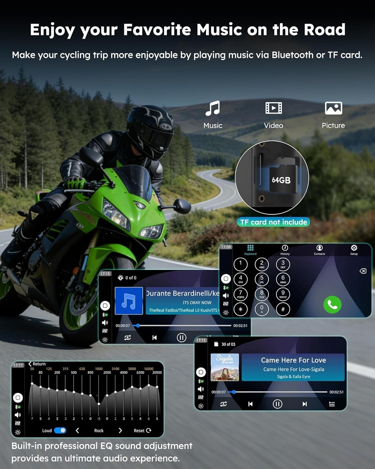 Carpuride 6.25″ Motorcycle CarPlay Android Auto TPMS GPS – NIB
