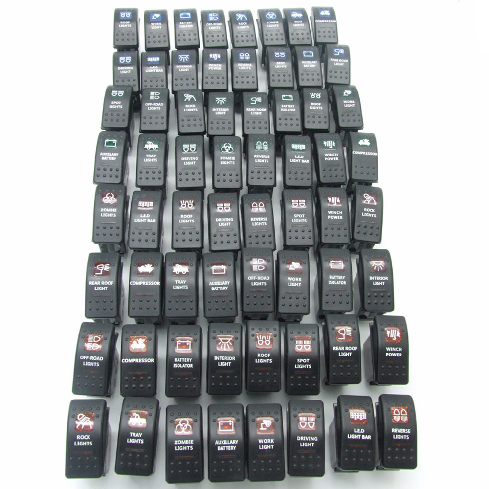 ON/OFF Black Bar Carling Rocker Toggle Car Boat Switch LED Light 12V/20A,24V/10A
