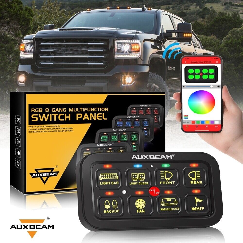 AUXBEAM AR-800 Multifunction 8 Gang RGB Switch Panel Relay System For GMC Truck