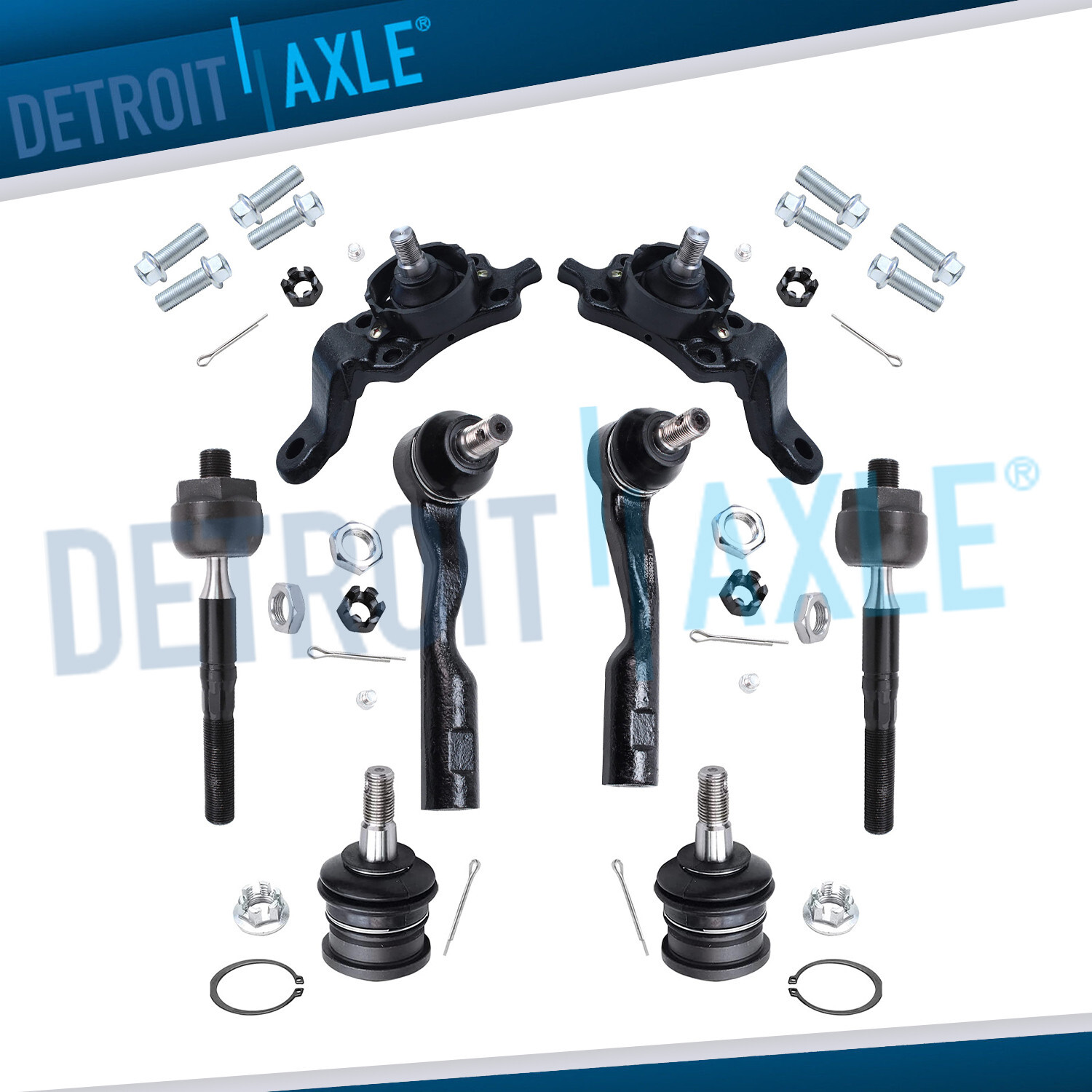 (8pc) Front Upper Lower Ball Joint Inner Outer Tierod for Toyota Tundra Sequoia