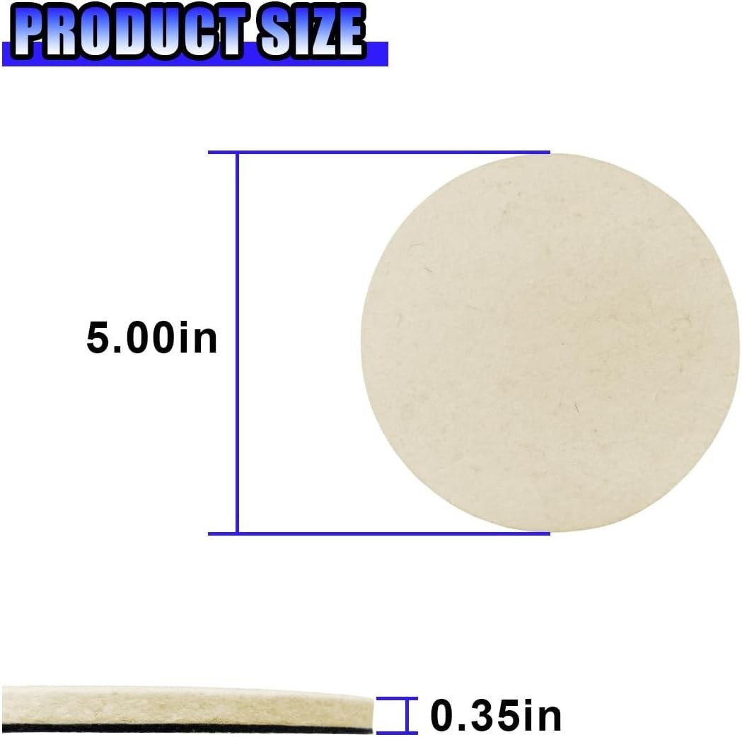 5PCS s, 5″ Wool Felt Buffing Wheel Polishing Pad Discs with Hook & Loop Back,…
