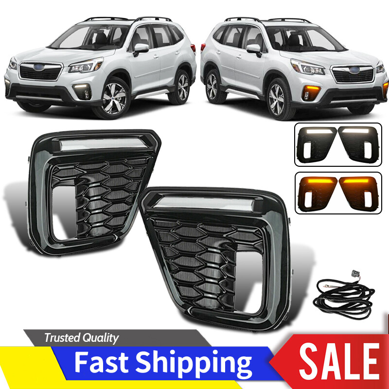 Fit 2019-2021 Subaru Forester DRL LED Front Bumper Fog Lights Turn Signal Lamps