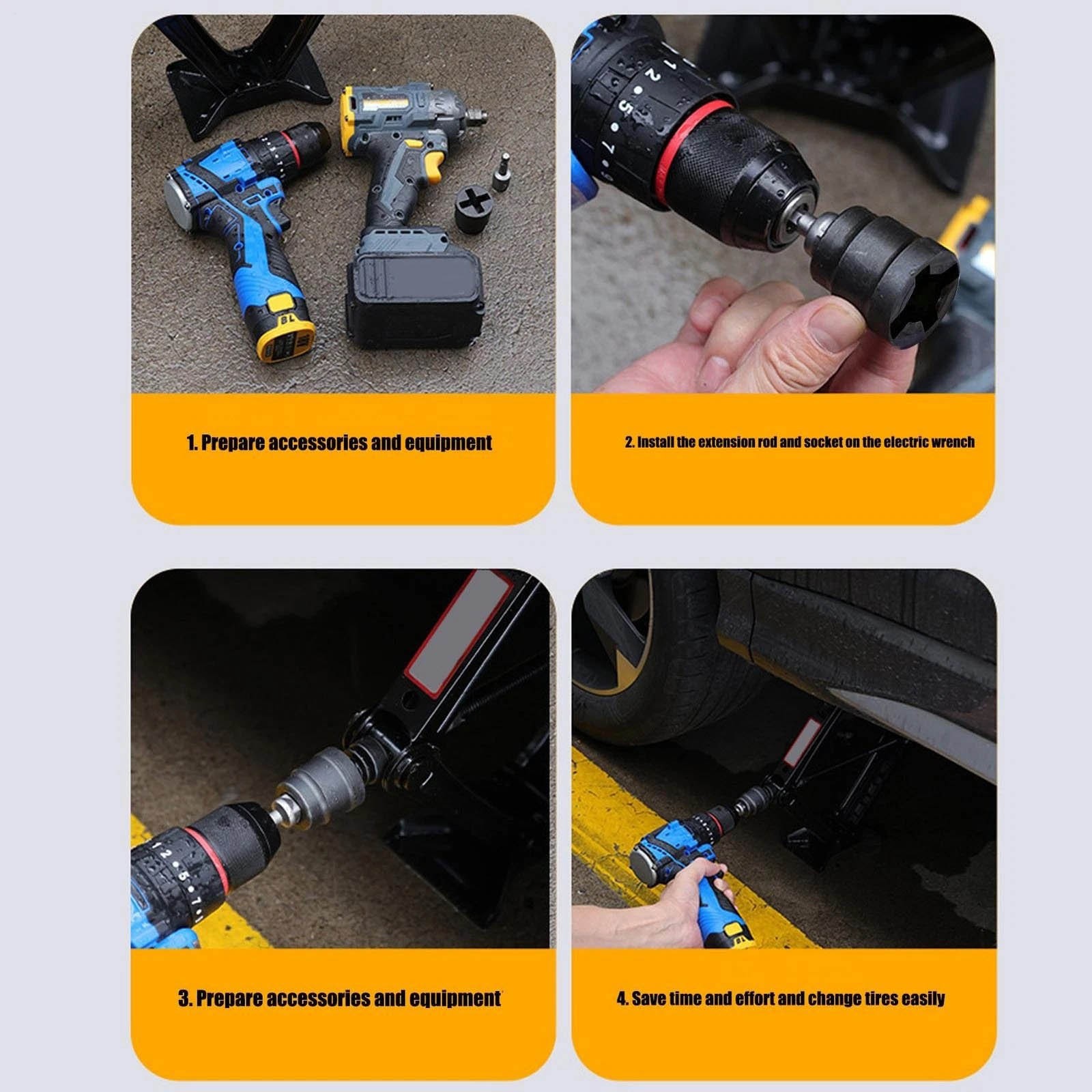 Scissor Jack Power Drill Converter, High Carbon Steel Adapter Socket for Jacks