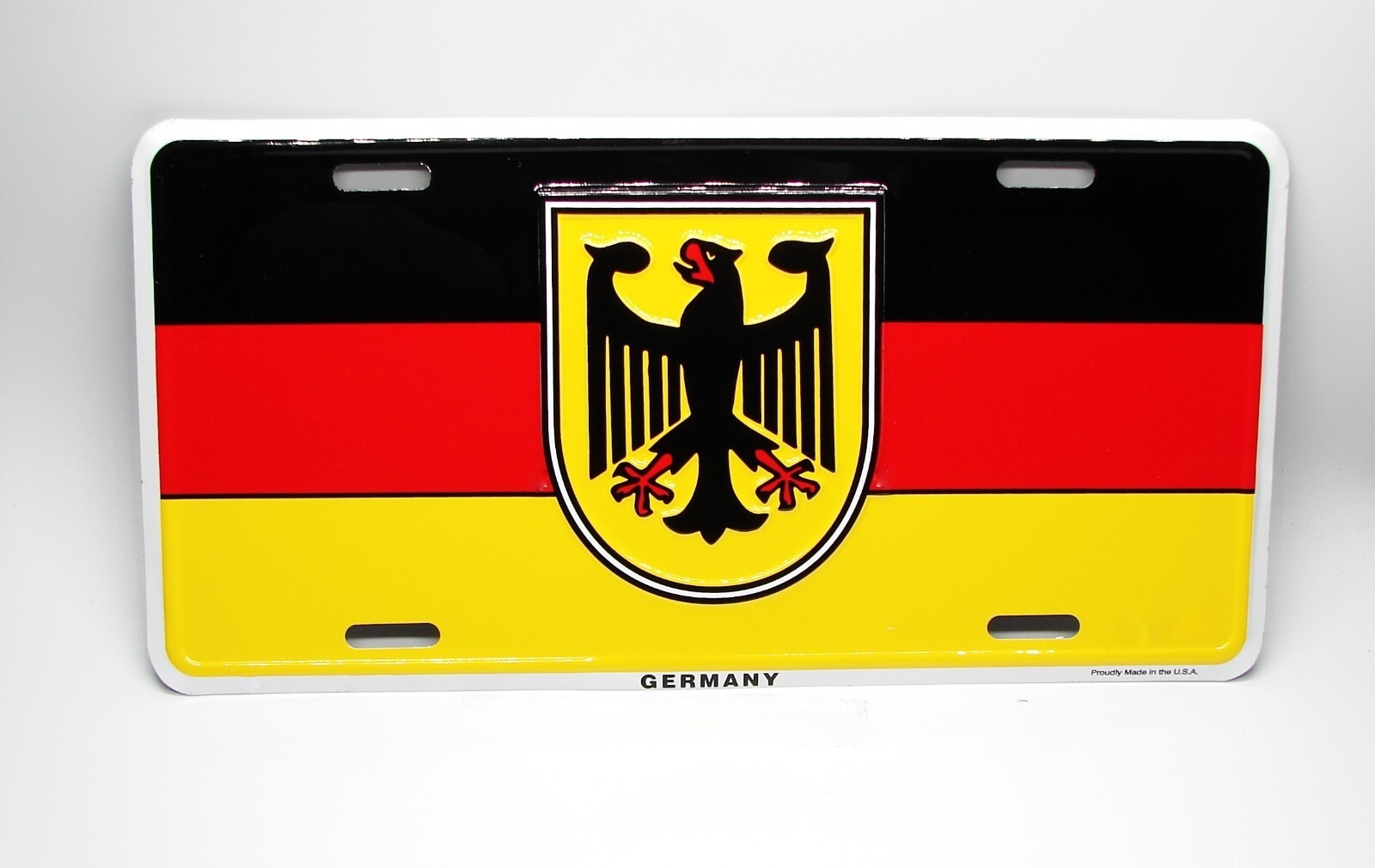 GERMANY GERMAN FLAG 3D EMBOSSED METAL CAR NOVELTY LICENSE PLATE TAG Bundesflagge