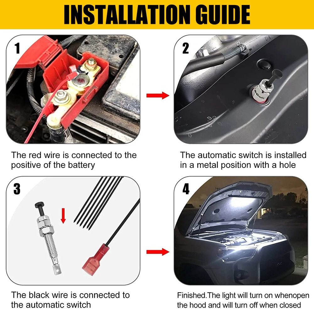 Universal Under Hood LED Bright Light Strip Kit Automatic on/off IP67 6000K 12v