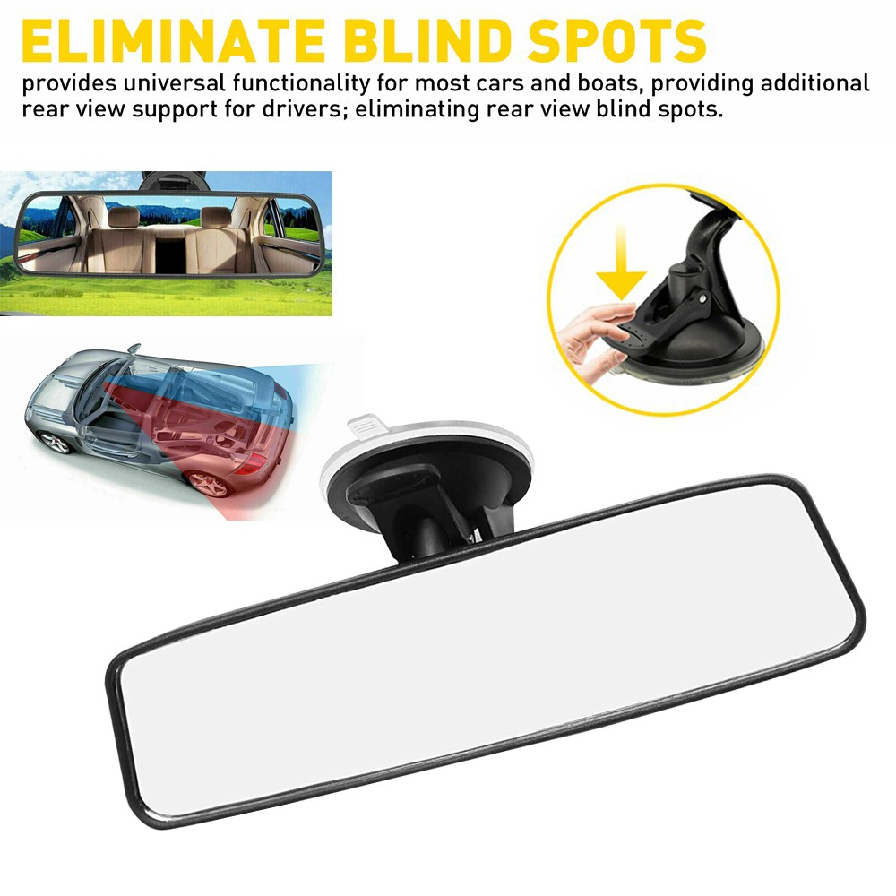 1X Universal Car Inside Rearview Rear View Mirror Wide-angle w/Suction Cup Truck