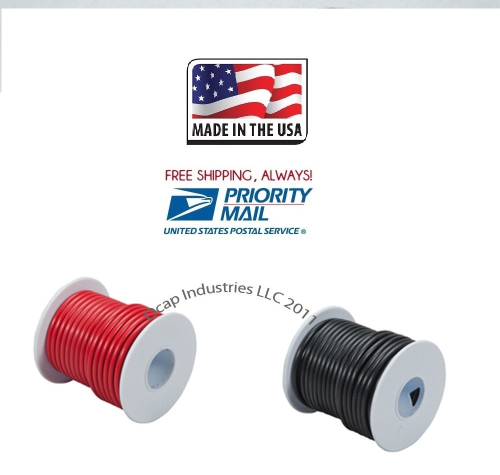 12 AWG 200 FEET PRIMARY WIRE (RED & BLACK) INSULATED COPPER STRANDED Made In USA