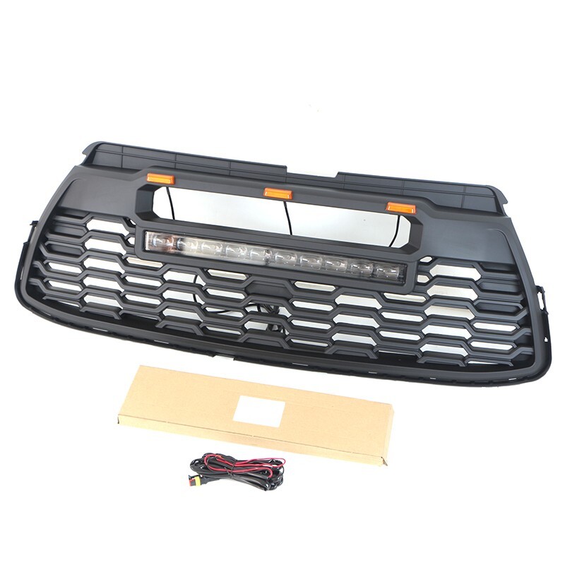 Black Front Grille Fits For Toyota Highlander 2014 2015 2016 Upper Grille W/ Led