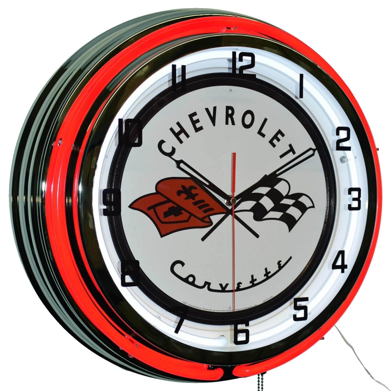 19″ Chevrolet Corvette 1953 Sign Double Neon Clock Garage Man Cave Decor (Red)