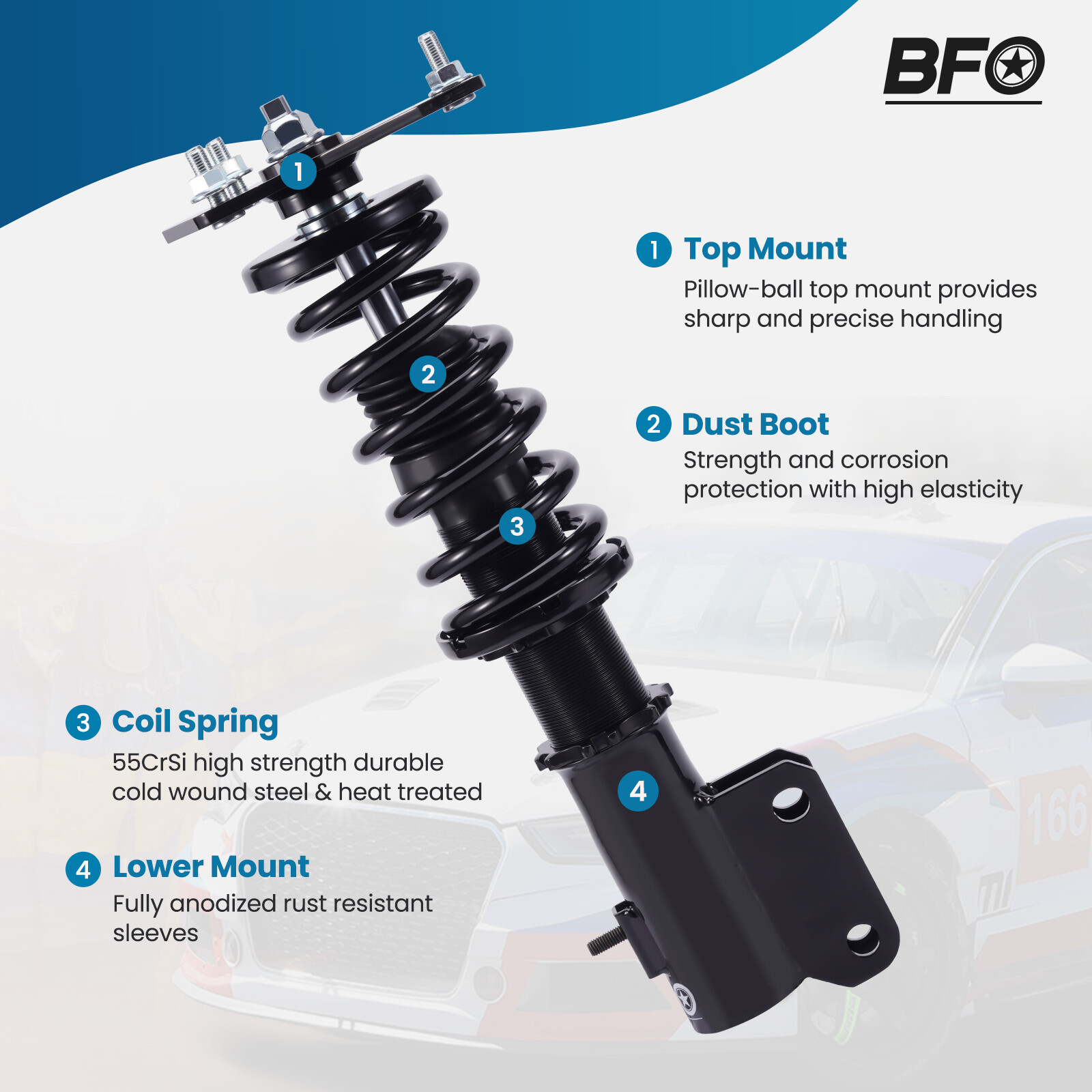 Lowering COILOVER Suspension Struts FOR MITSUBISHI LANCER Ralliart/DE/ES 02-06