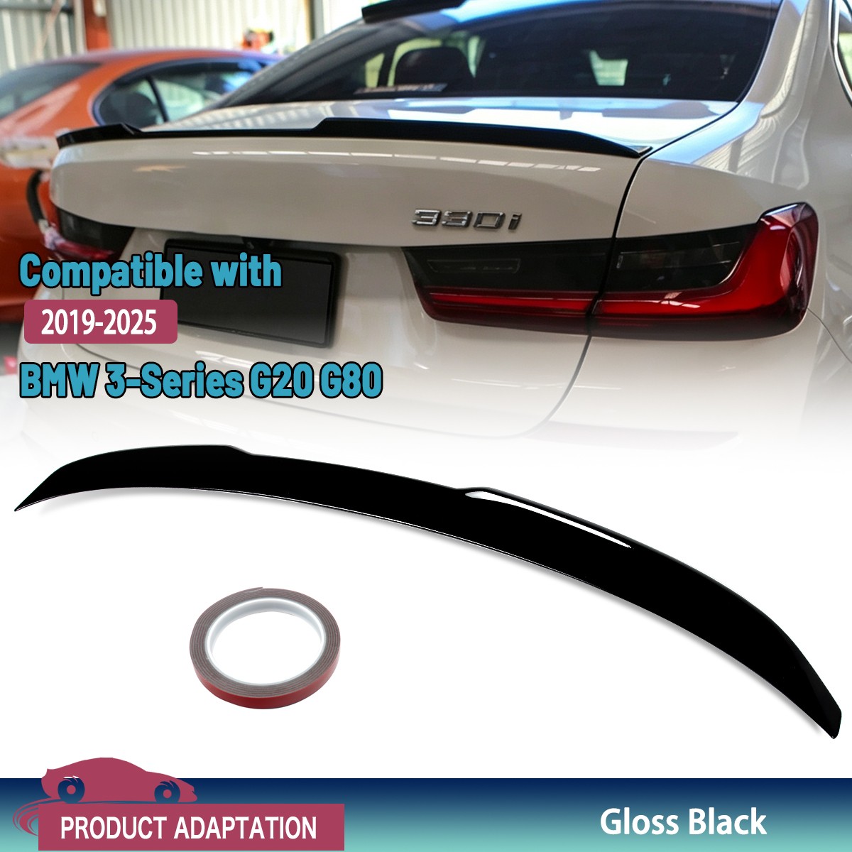 Rear M3 Style Lip Wing For 19-25 BMW G20 G80 Gloss Black Painted Trunk Spoiler