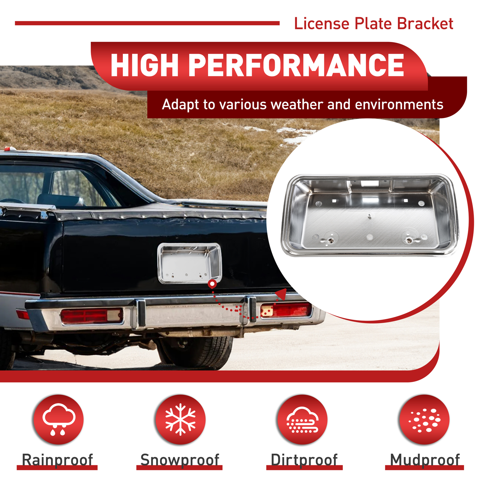 Rear License Plate Tag Bracket Holder Chrome For Chevrolet El Camino 1978-1987