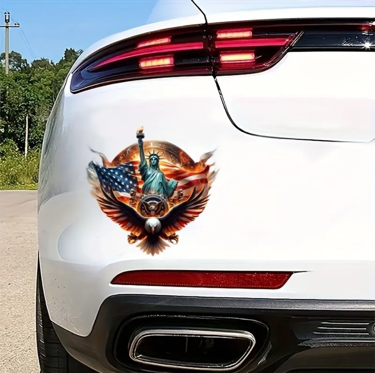 United States America US Flag Eagle Statue of Liberty 5” Inch Sticker Decal 1PC