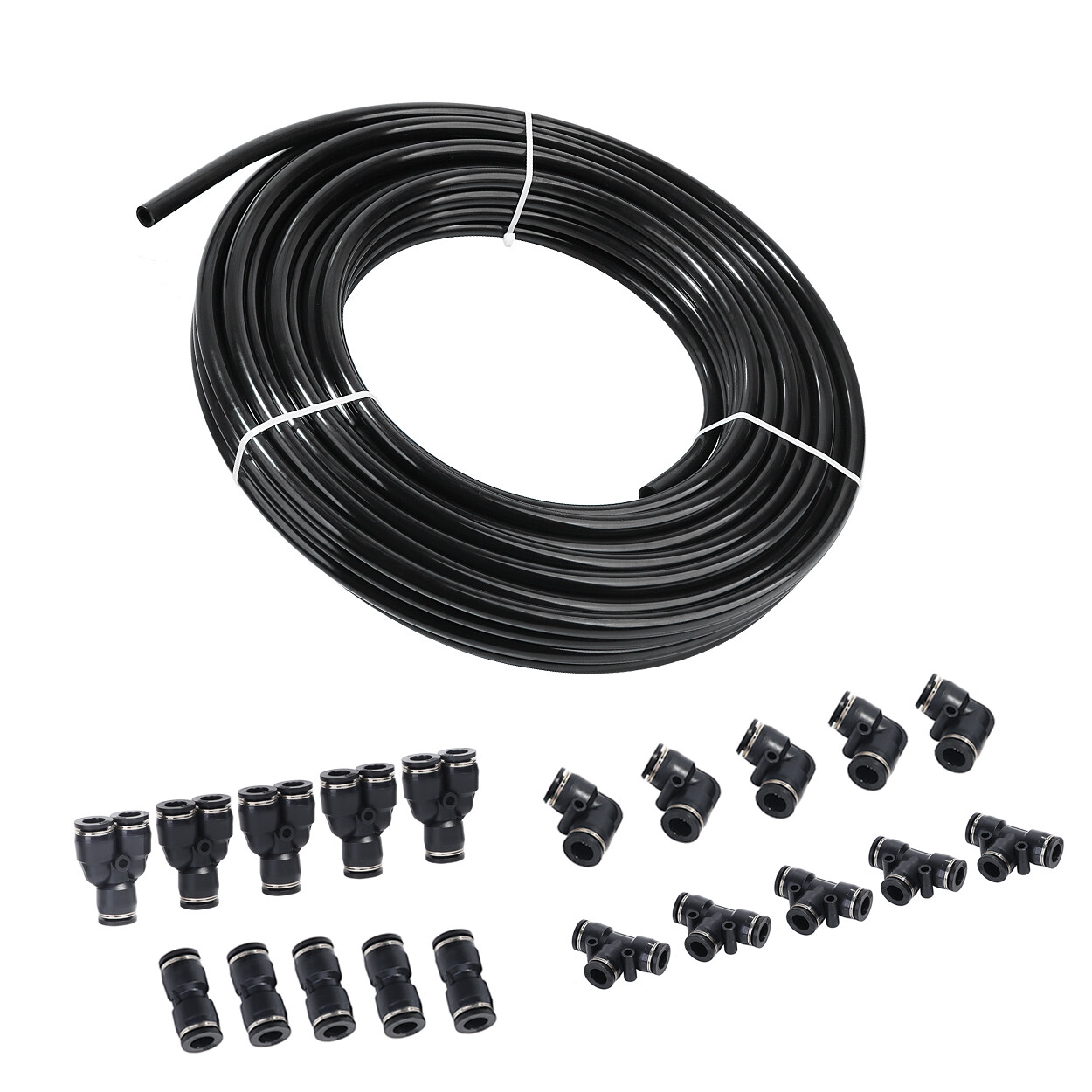 Nylon Air Line Dot OD 3/8″ 33ft 50ft 100ft 200ft Or Push To Connect Fitting 5Pcs