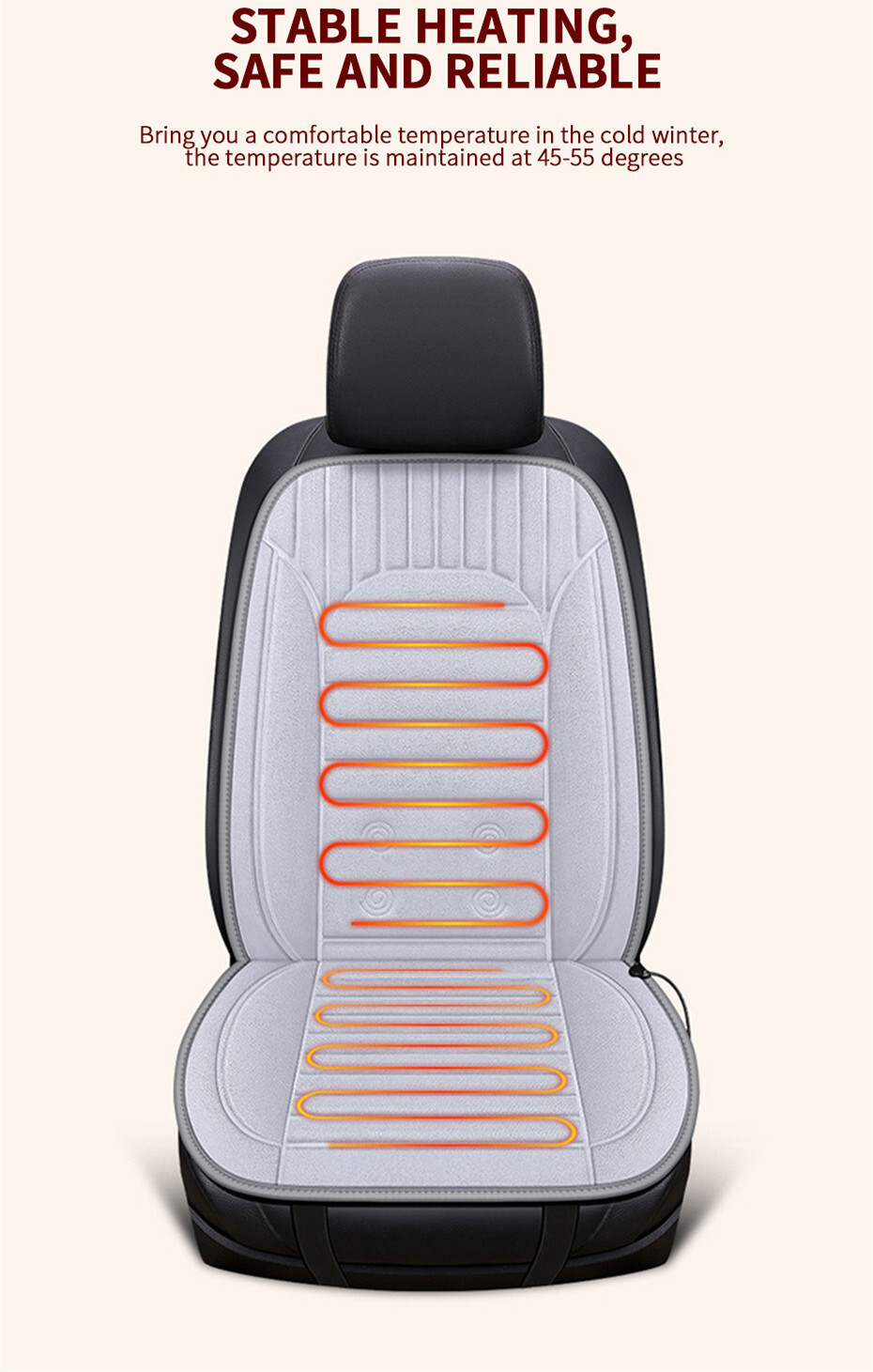 Car Seat Heating Cushion Short Plush Cover Heater Warmer Cold Winter 12V/24V