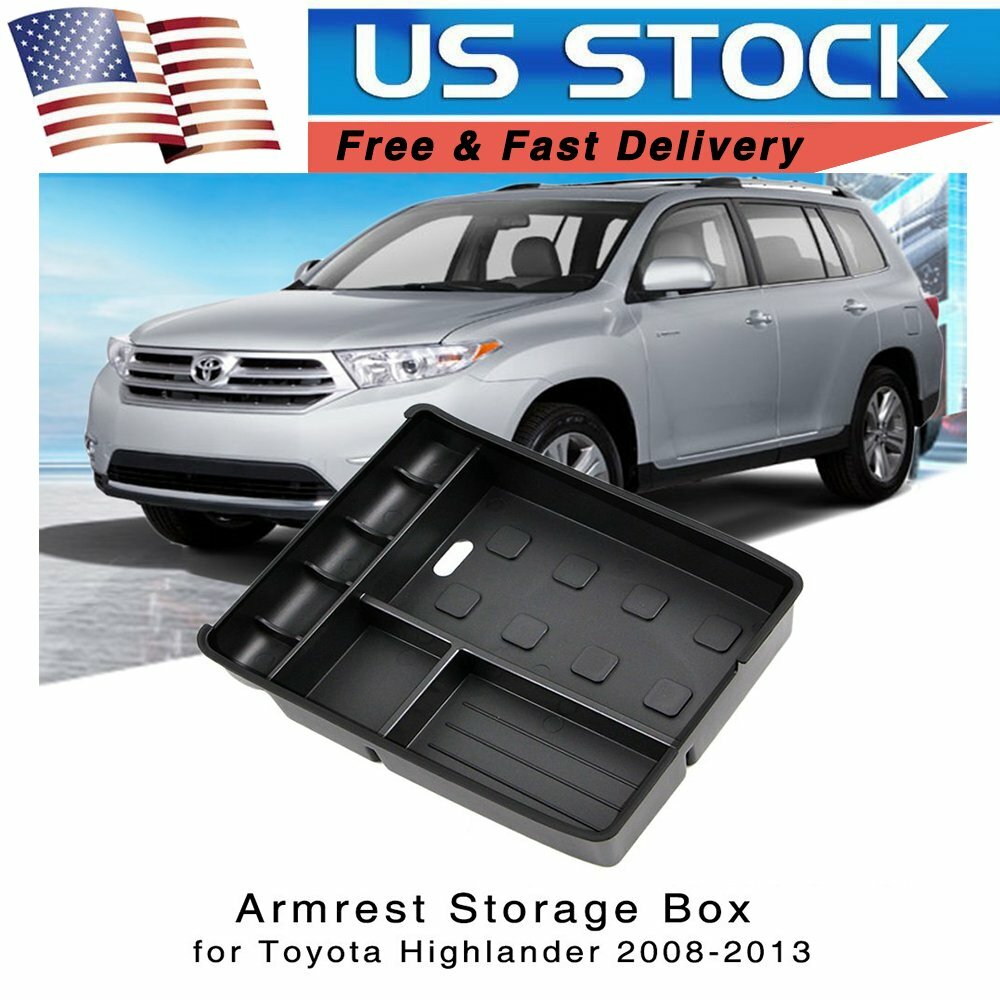 Armrest Storage Box Center Console Holder Tray for Toyota Highlander 2008-2013