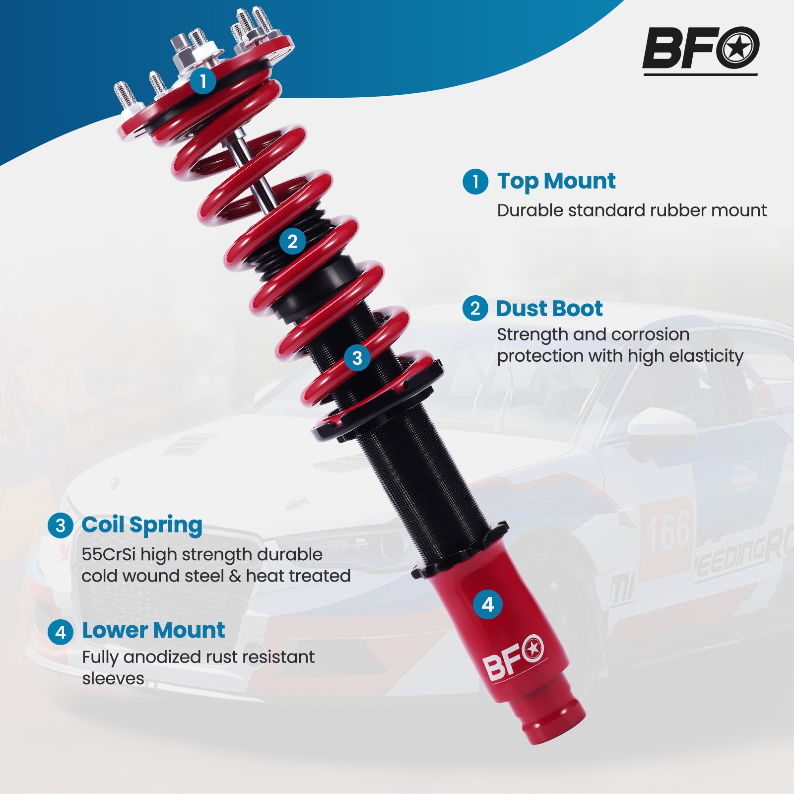 BFO Coilover Lowering Kit For Honda ACCORD 2008-2012 LX SE LX-P Shocks Struts