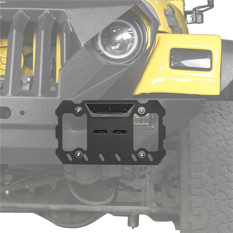 Front & Rear D-ring Mount License Plate Relocation Holder Bracket w/ LED Light