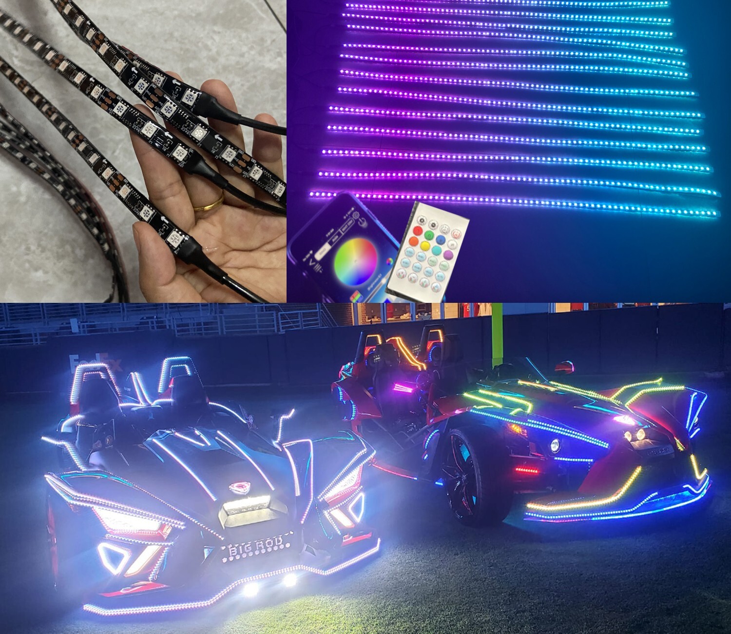 12PCS 4FT Clear IP65 Flexible LED CHASING Light Strips For Polaris Slingshot NEW
